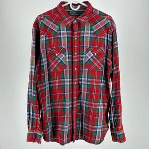 Chief Keef Polo Ralph Lauren Western Flannel Button Shirt W/ Pearl Snaps Size XL